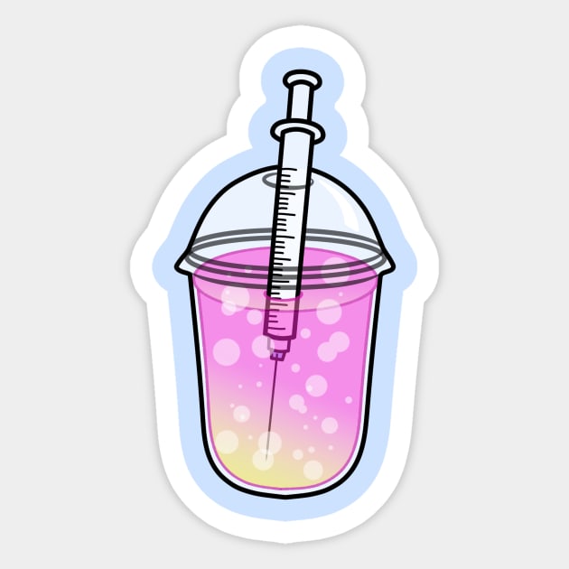 Strawberry juice vaccine will make your drink colorful Sticker by LEMONEKO